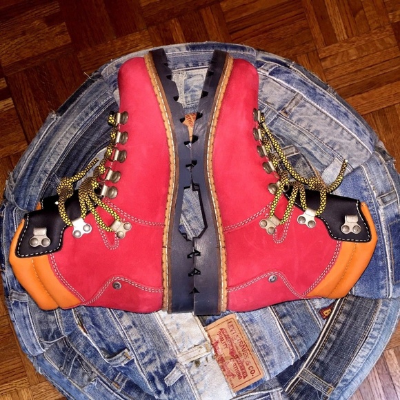 DOCKERS RED LEATHER HIKING BOOTS 38/ US 7 - Picture 6 of 8